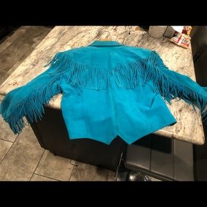 Teal leather country western women’s jacket
